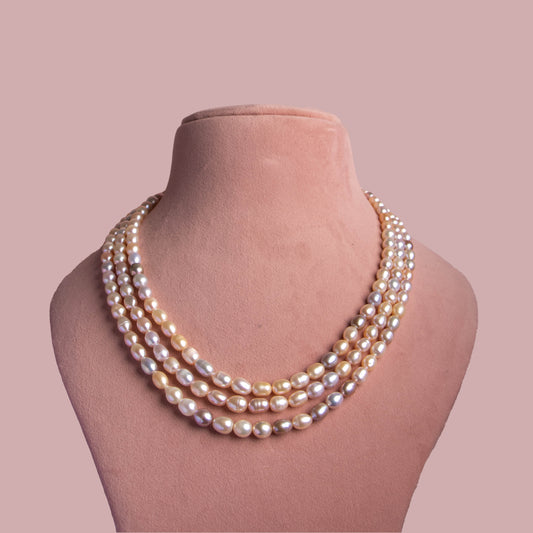 Layered Rice Pearl Necklace