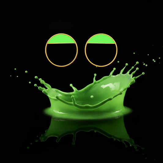 Green splash with hoops on a black background