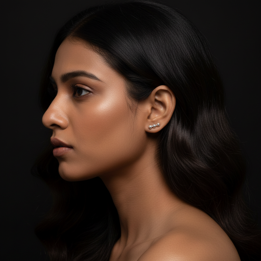 Silver Sphere Stud Earrings