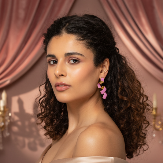 Woman Wearing Tulip Twirl Earrings