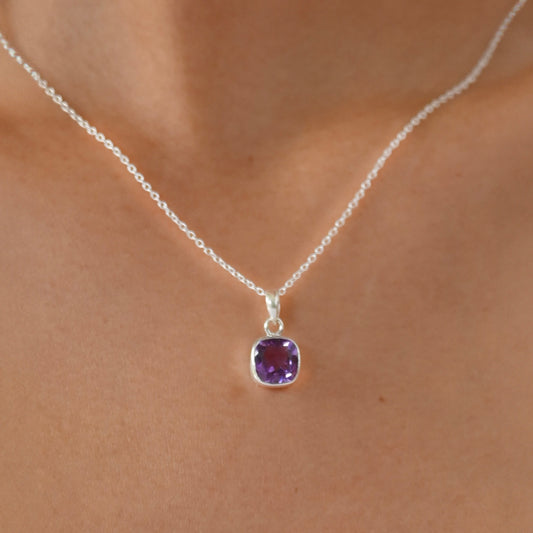 Amethyst Pendant Cushion Cut