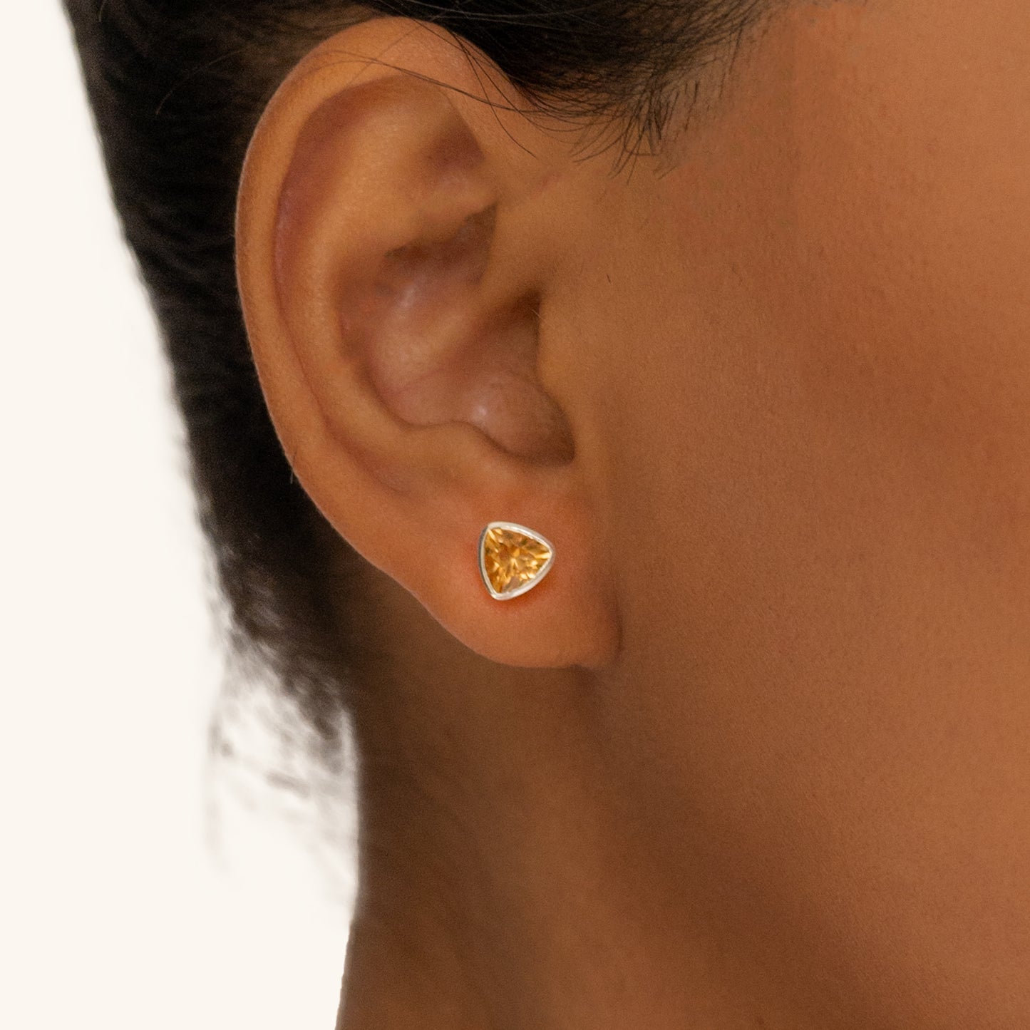 Citrine Studs Trillion Cut