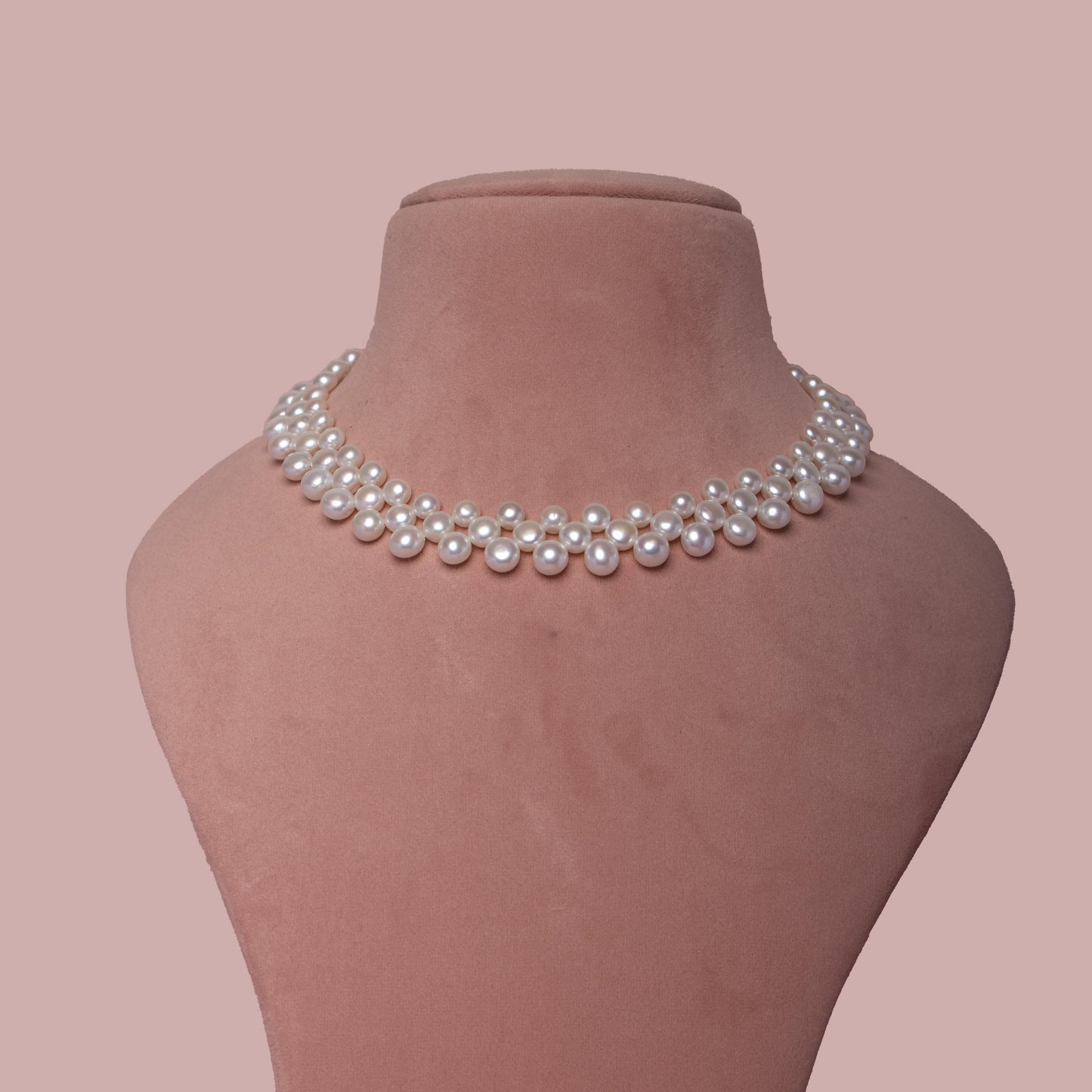 Fresh Water Pearl Necklace - White Buttons