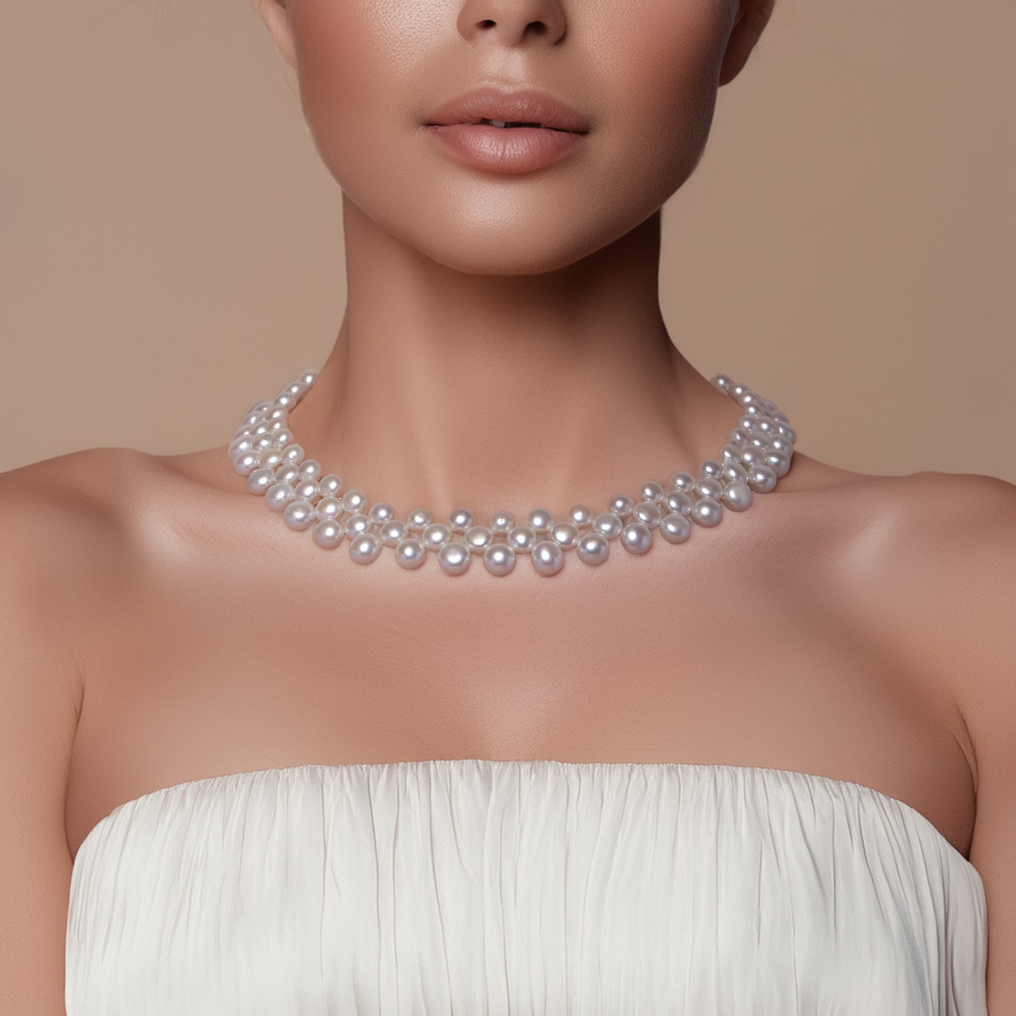 Fresh Water Pearl Necklace - White Buttons