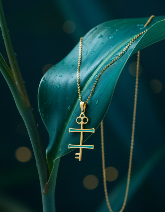 Key to the Heart Necklace Teal Green