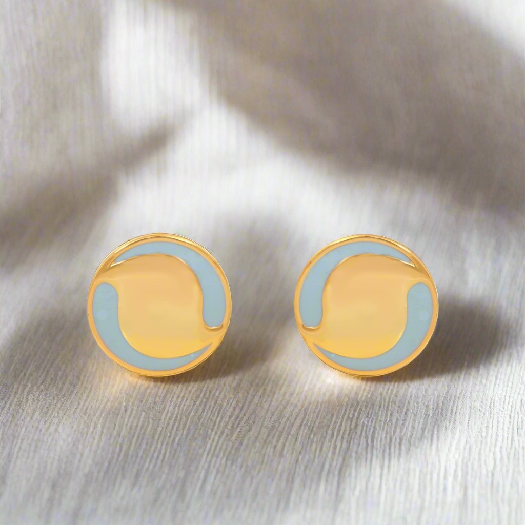 Luxury Button Earrings Blue