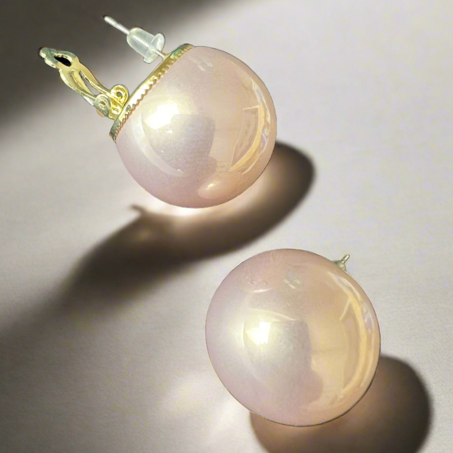 Pearl Earrings Peach 25 mm