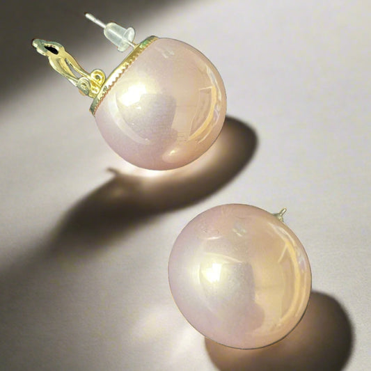 Pearl Earrings Peach 25 mm