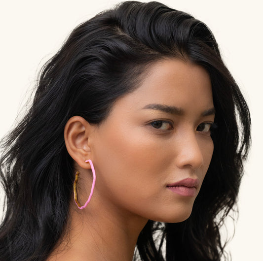 Vibrant Bloom Hoops Pink